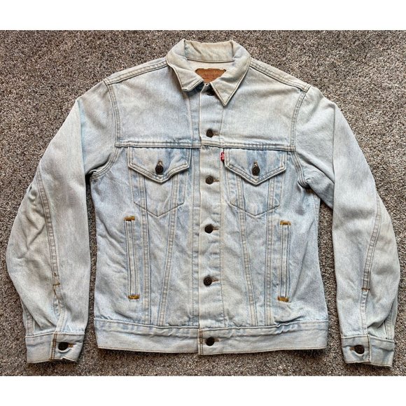 Vintage 80's Mens Small Levis Strauss Denim Jean Trucker Jacket WPL423 USA - Picture 1 of 10